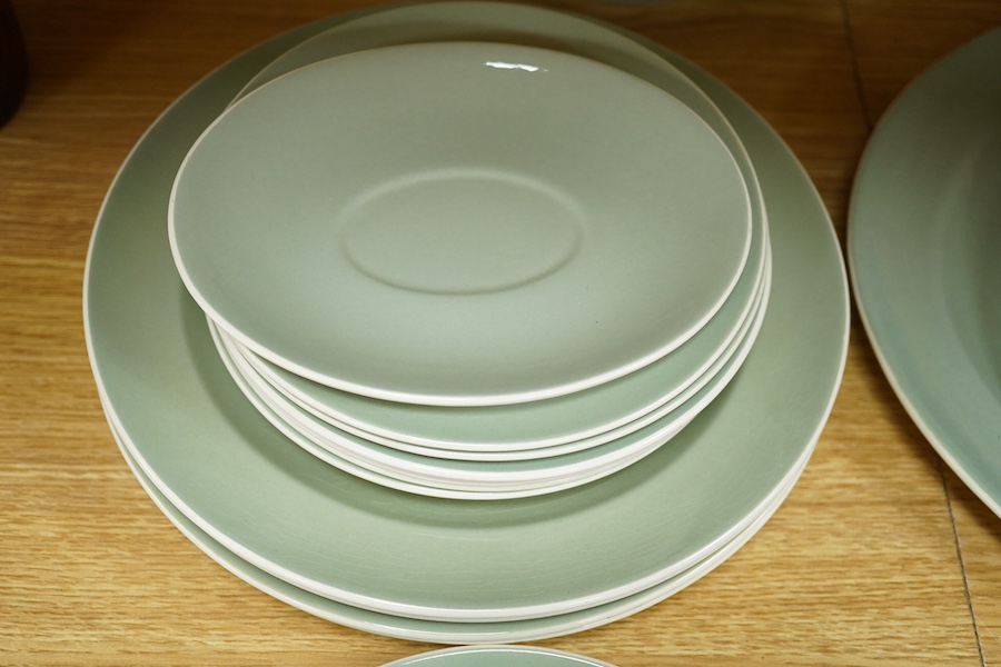 A part Poole pottery dinner service to include tureens and oval platters, largest 40cm wide. Condition - mostly good (34)